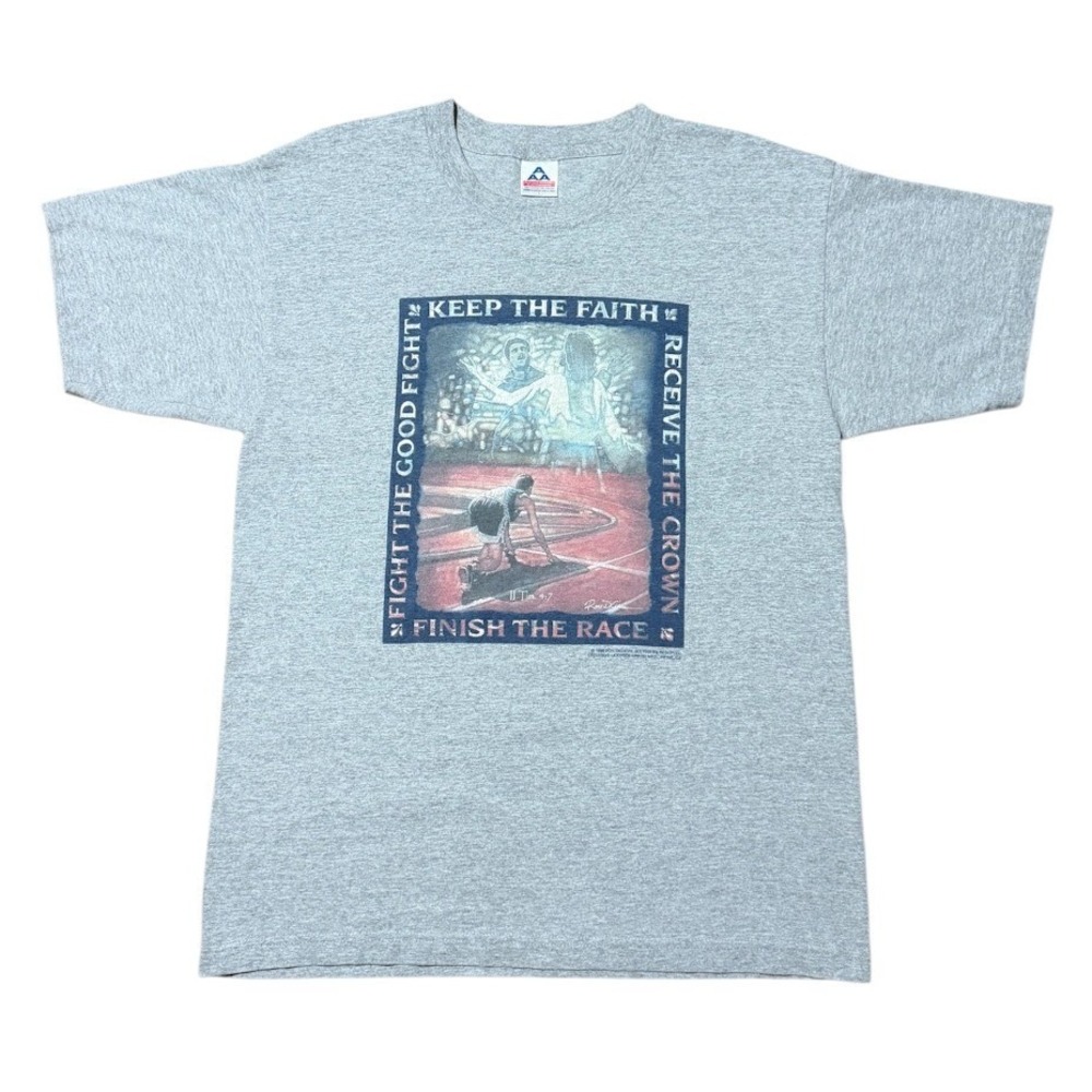 Vintage 90s Ron DiCianni Finish The Race Religious Jesus God Art Graphic T-shirt